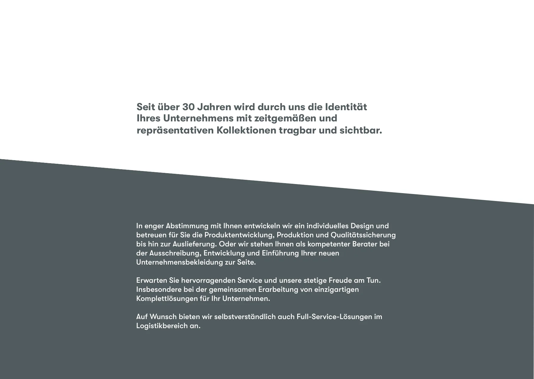 Jefferys Imagebook, Seite 4 von 38 – Über uns: 30 Jahre Corporate Fashion