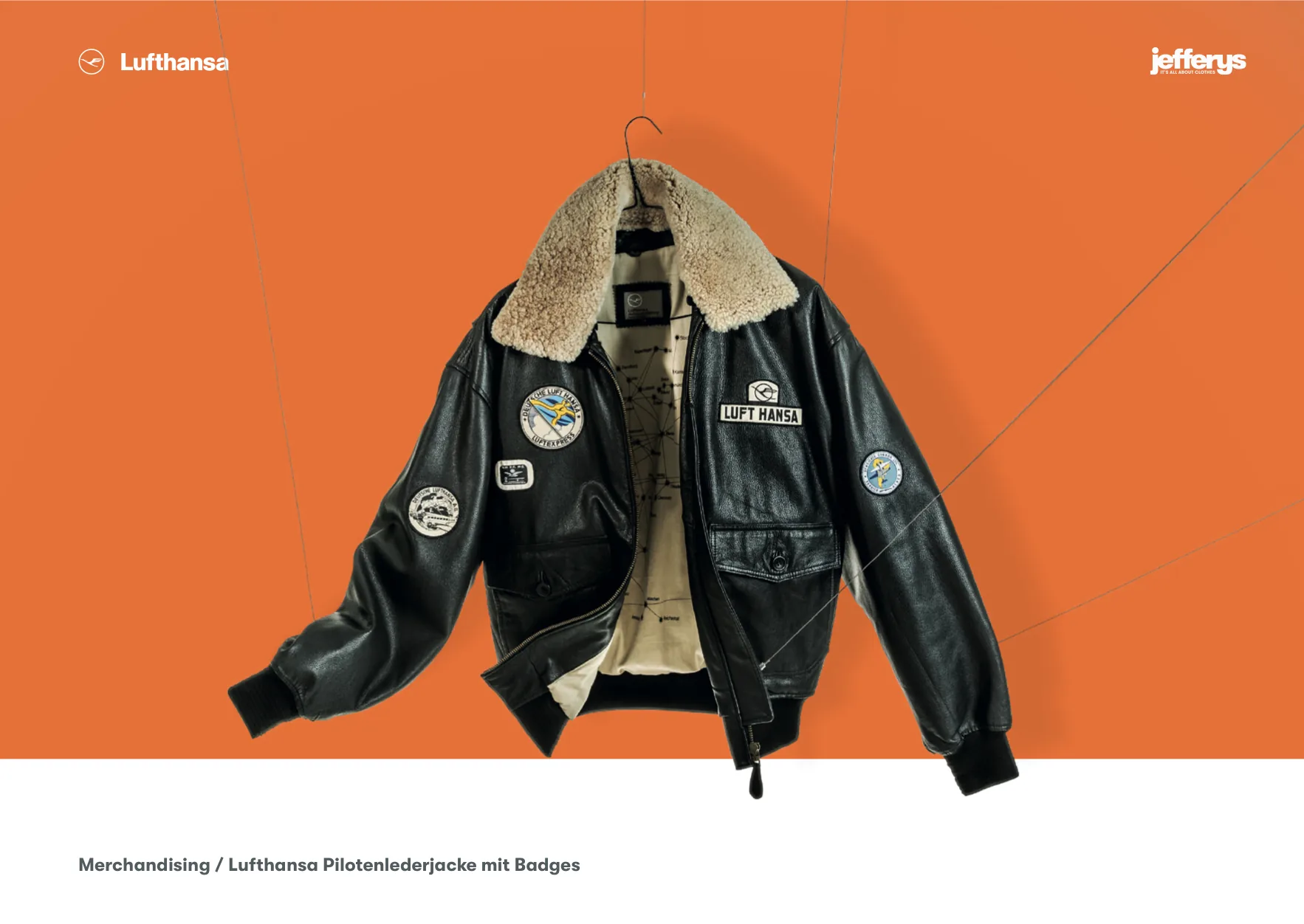 Jefferys Imagebook, Seite 15 von 38 – Merchandising: Lufthansa Pilotenlederjacke