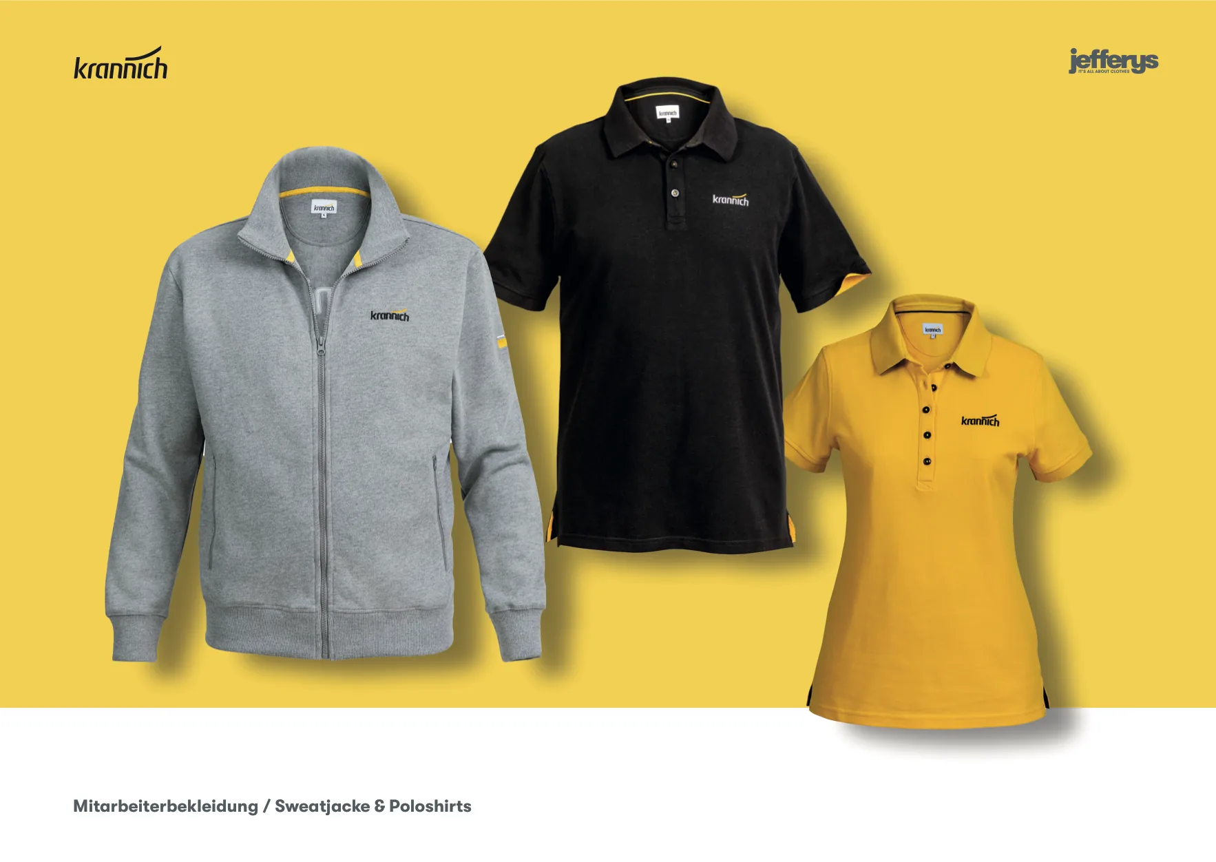 Jefferys Imagebook, Seite 17 von 38 – Mitarbeiterbekleidung: Sweatjacke & Poloshirts